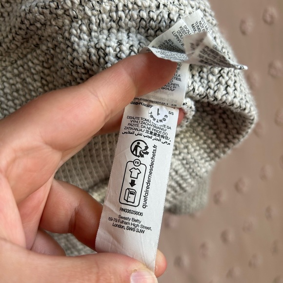 Sweaty Betty Restful Boucle Half Sweatshirt Sz 8 Cream Heather - Picture 7 of 7